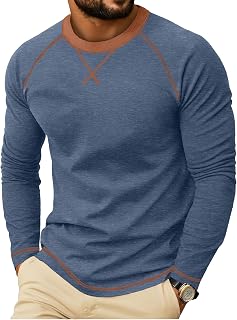 Askdeer Mens Cotton T-Shirt Short Long Sleeve Casual Shirts Crewneck Lightweight Soft Stylish T-Shirts