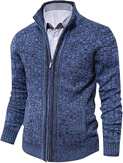 aoli ray Men's Long Sleeve Cardigan Sweaters Winter Zipper Sweater with 2 Pockets