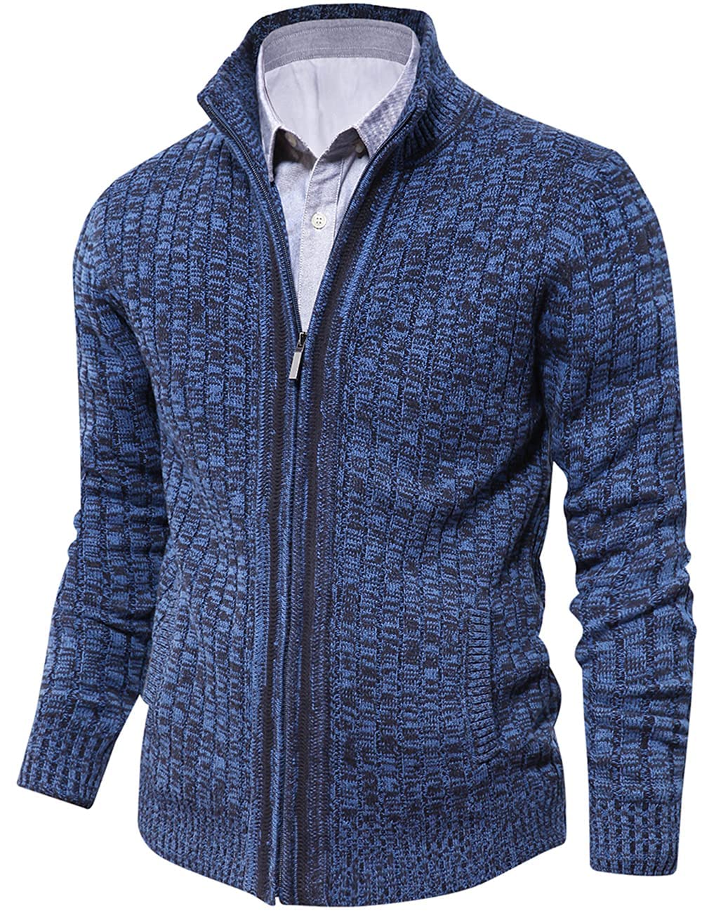 aoli ray Men's Long Sleeve Cardigan Sweaters Winter Zipper Sweater with 2 Pocket