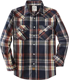Dubinik® 6 oz Flannel Shirt for Men Pearl Snap Western Cowboy Long Sleeve