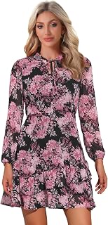 Allegra K Women Spring Dresses Layered Tiered Chiffon Mini Floral Dress