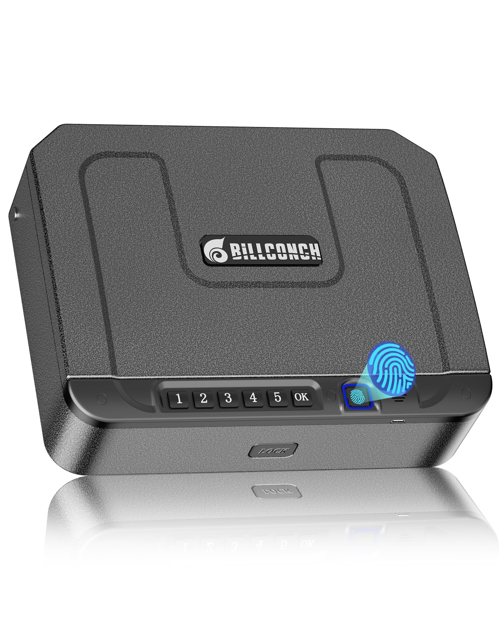 BILLCONCH Gun Safe for Handgun with Fingerprint, Keypad & Security Cable | Steel
