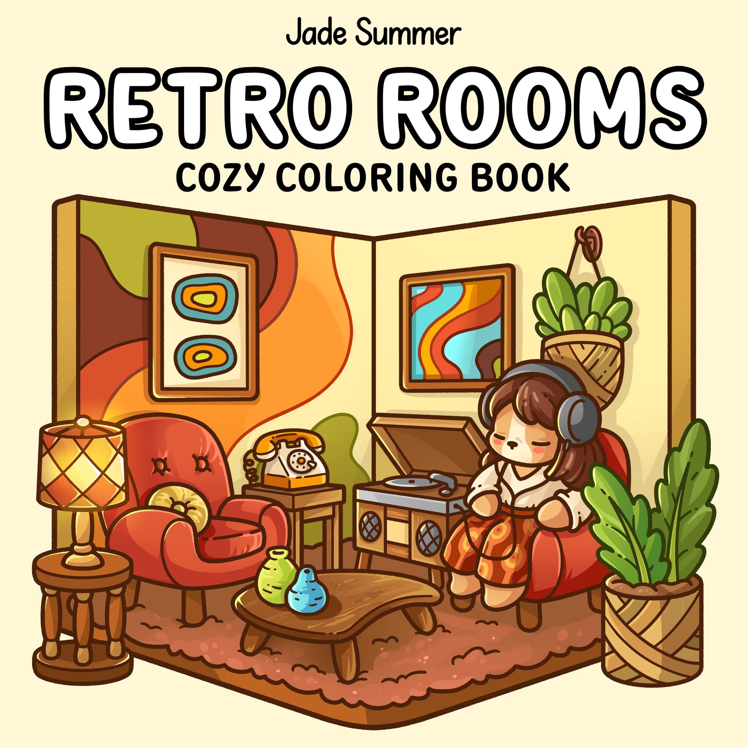 Retro Rooms: Cozy Coloring Book for Adults and Teens with Vintage Interiors and 