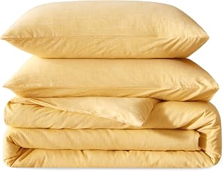 BFS HOME Cotton Linen Duvet Cover Set 3 Pieces Breathable and Skin-friendly