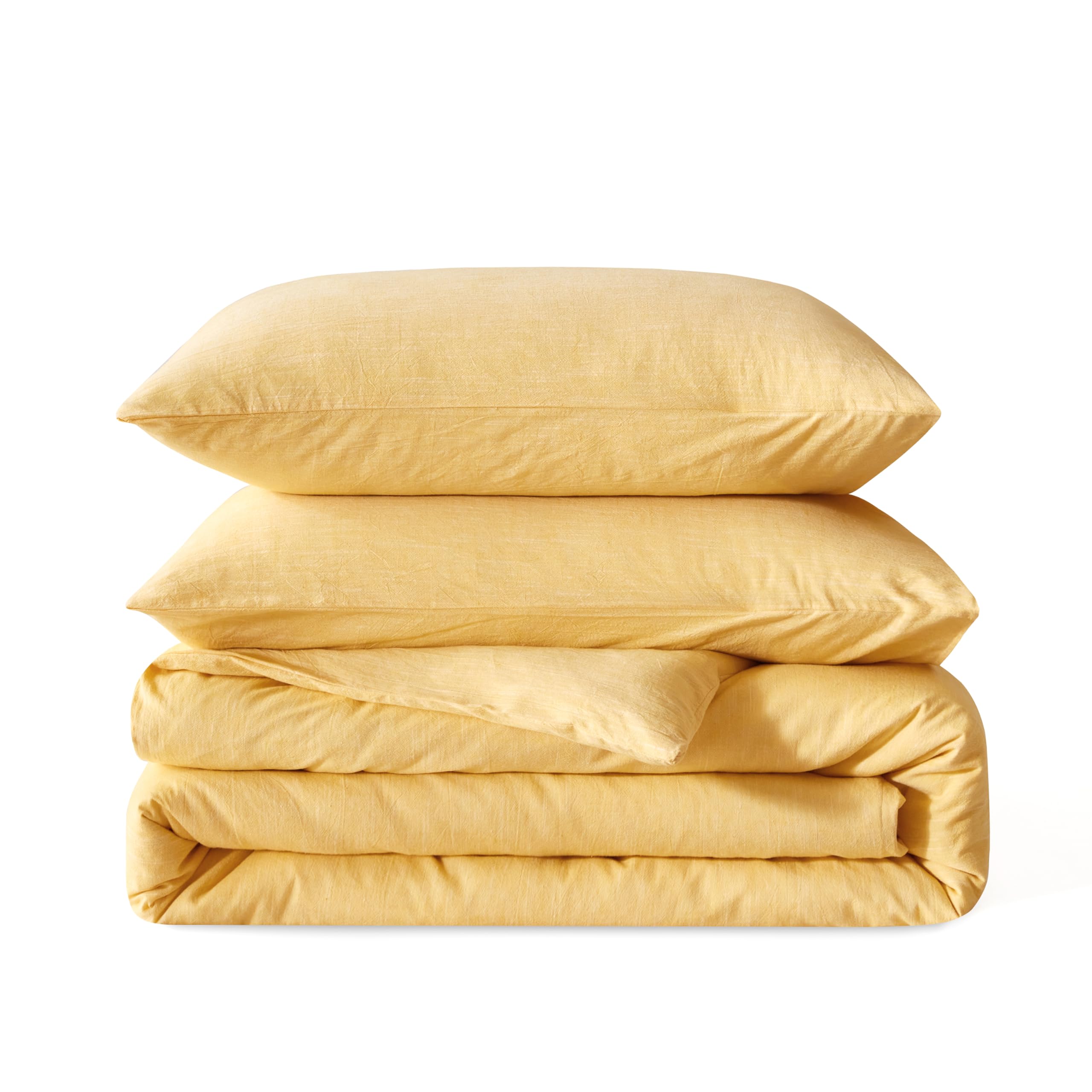 BFS HOME Cotton Linen Duvet Cover Set 3 Pieces Breathable and Skin-friendly