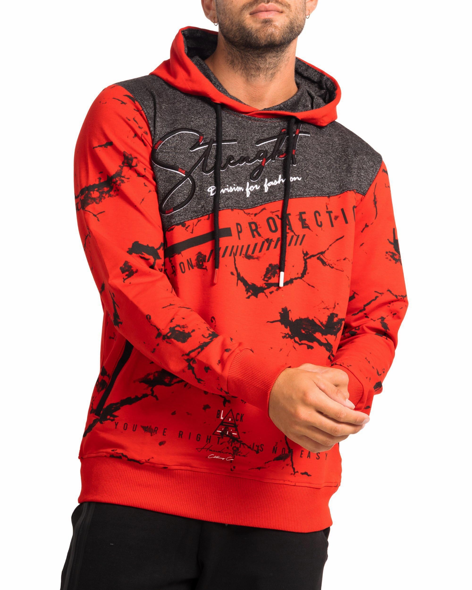 Subliminal Moda Men's Hooded Sweatshirt Long Sleeve Two-Tone with Pocket Casual 