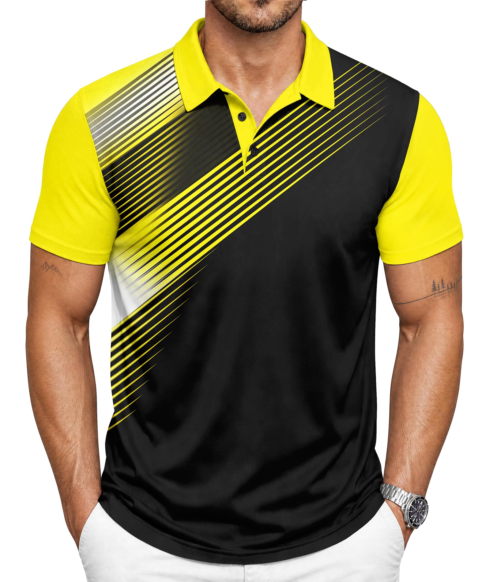 SCODI Men's Golf Polo Short Sleeve Tactical Casual Tennis Polo Shirt