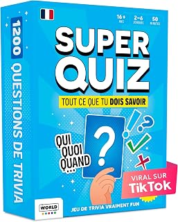 The World Game Super Quizz - Adult Games with 1200 Questions - Fun Board Game with Quiz - Family Knowledge Game with Youth and Adults - French