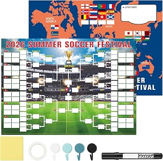 2026 World Cup Schedule Prediction Poster, 23.6×33.1 inches, Party Decoration Wall Chart, Football Fan Merchandise for Home & Game Day