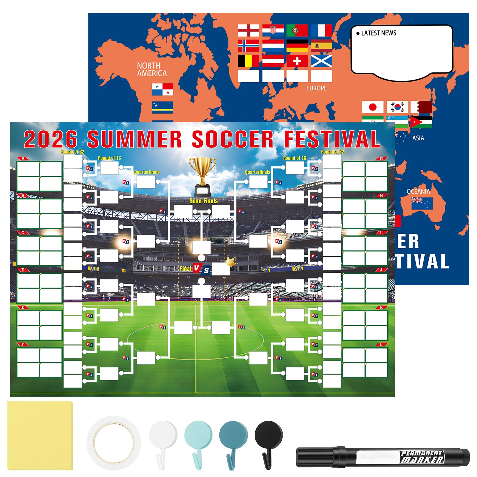 2026 World Cup Schedule Prediction Poster, 23.6×33.1 inches, Party Decoration Wa