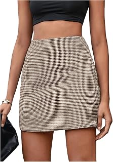 MakeMeChic Women's Plaid Mini Skirt High Waist Bodycon Fall Short Skirts
