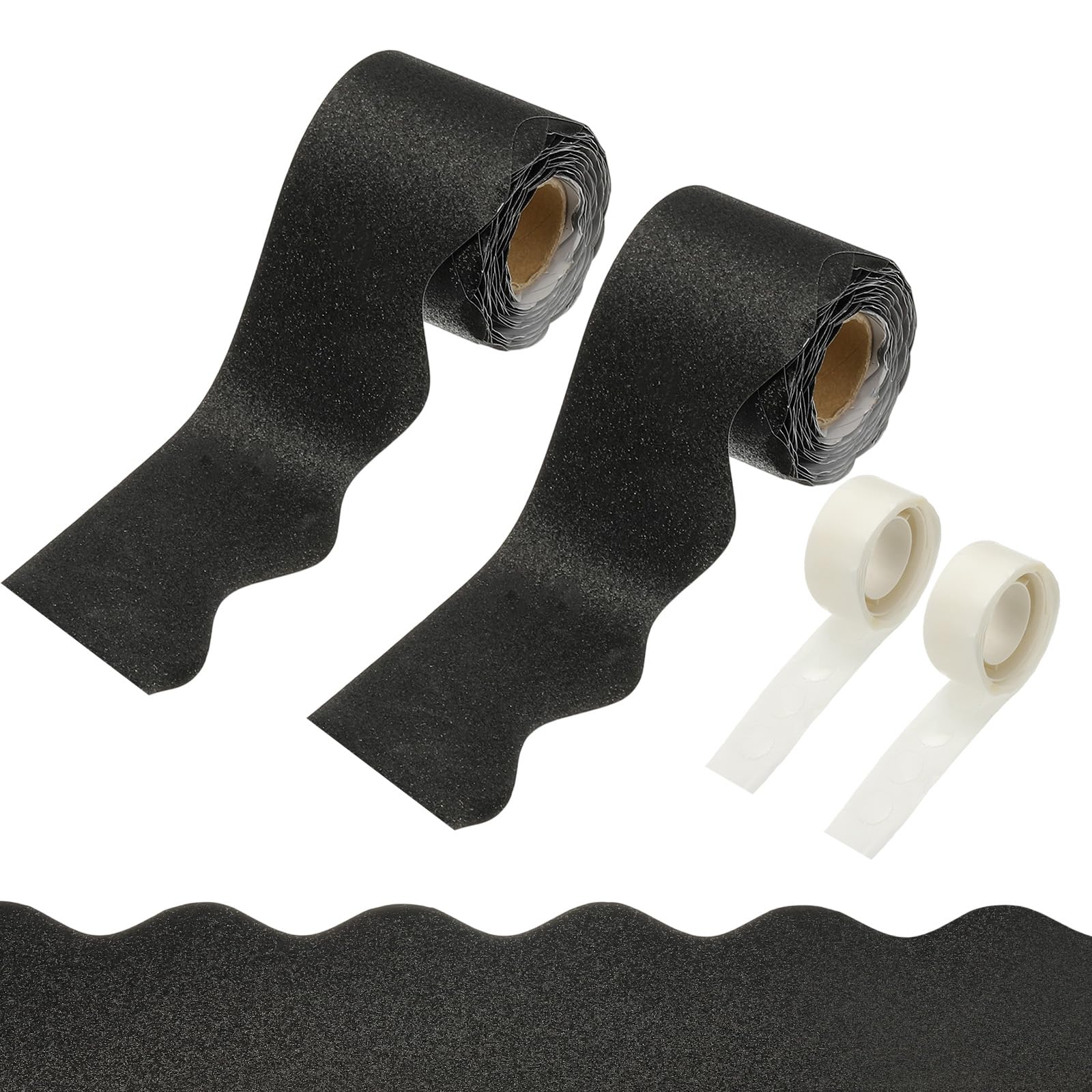 PATIKIL 2 Rolls Glitter Bulletin Board Borders, 65.6ft Black Border for Bulletin