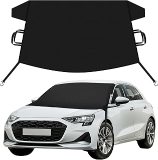 EcoNour Car Snow Cover Compatible for Audi A3 A4 A5 A6 | Windshield Cover for Ice and Snow with S-Hook Straps | Heavy-Duty 600D Oxford Winter Car Cover, Waterproof & Anti-Slip