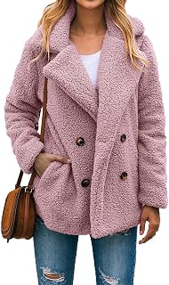 PRETTYGARDEN Women's Fashion Long Sleeve Lapel Zip Up Faux Shearling Shaggy Oversized Coat Jacket with Pockets Winter