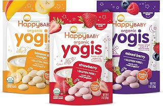 Organic Baby Food Happy Yogis Yogurt Snacks-Banana Mango, Mixed Berry, and Strawberry- 1 oz Packs, 3-Count