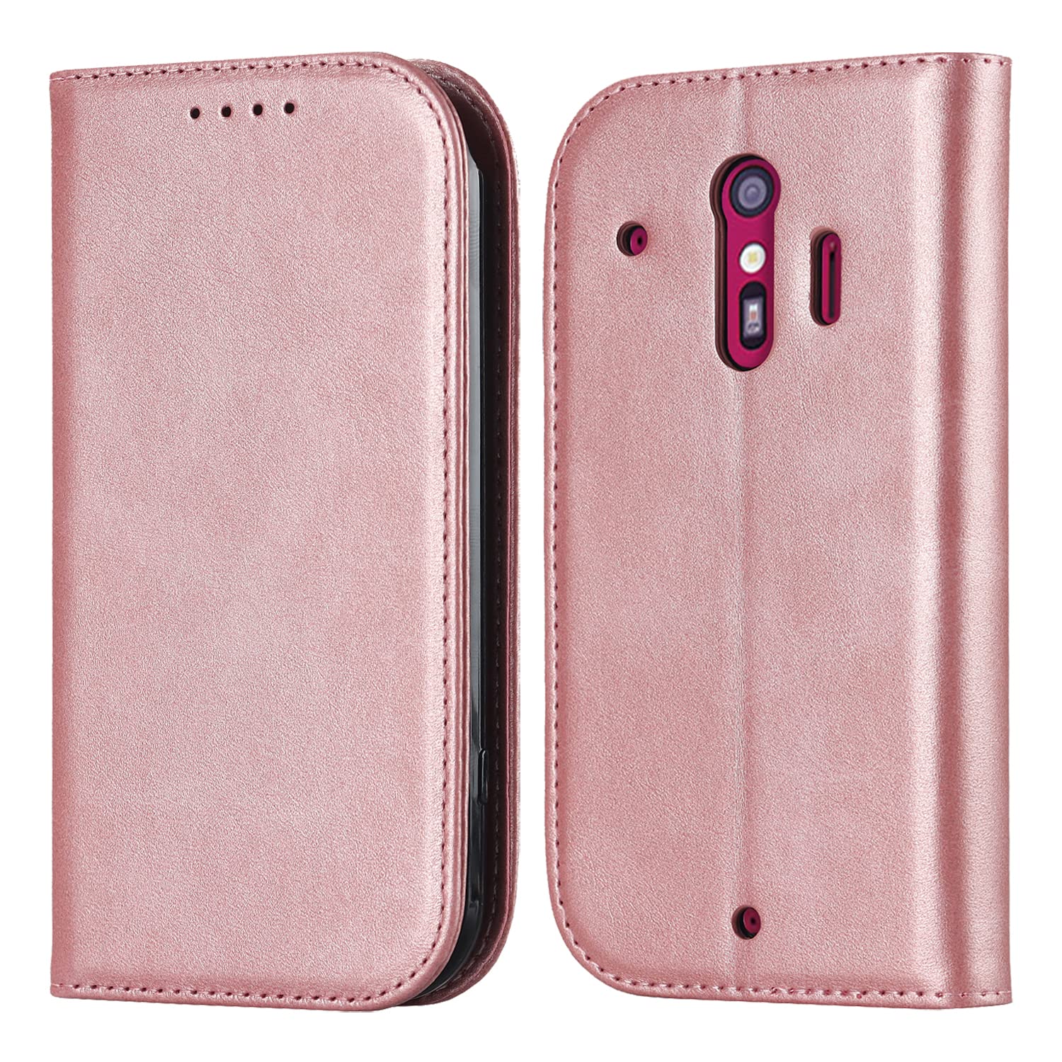 【Hamany】 らくらくスマートフォン me f-01l ケース 手帳型 らくらくスマホケース f42a カード収納 -ファッションローズゴールド
