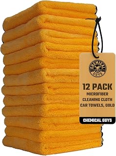 Chemical Guys, Professional Microfiber Towels, 16 x 16 in, Gold, 12 Pack | Ultra-soft, scratch-free towels to buff wax, dry panels and clean glass and interiors, machine washable
