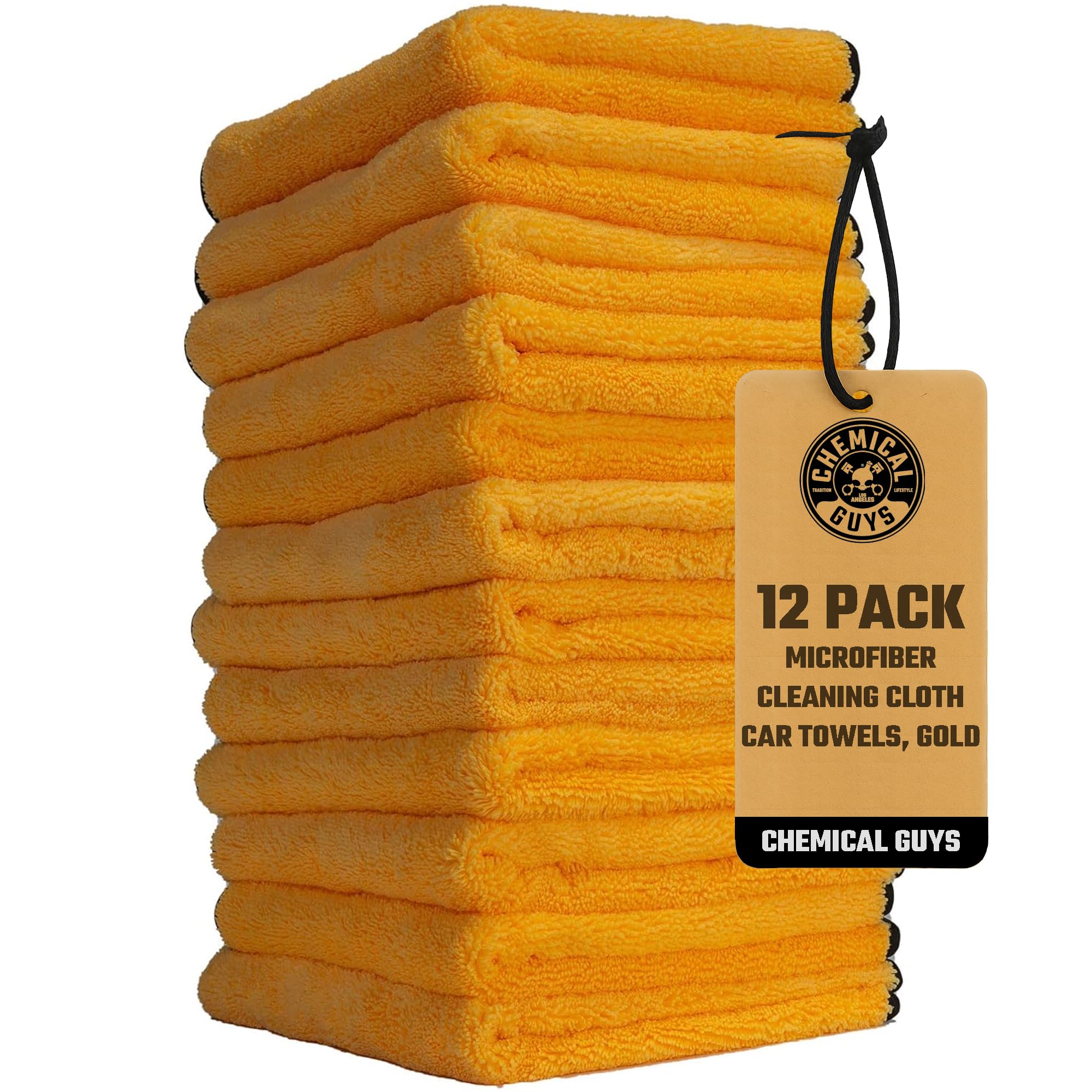 Chemical Guys, Professional Microfiber Towels, 16 x 16 in, Gold, 12 Pack | Ultra
