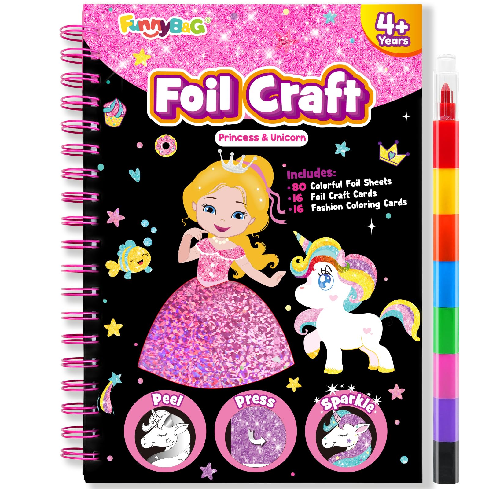 FUNNYB&G Foil Art Craft Kit for Kids, Halloween Crafts Gift Toy for Kids | Mess-