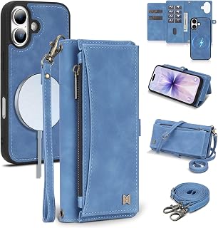 Wallet Case for iPhone 17,RFID Blocking,Crossbody,Sky Blue