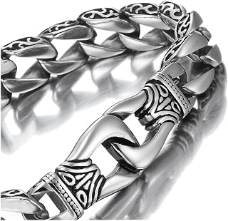 Urban Jewelry Men's Stainless Steel, Leather Link Bracelet Collection