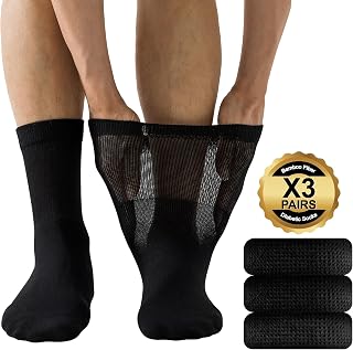 Niorasen Men's Extra Wide Diabetic Bamboo Socks, 3/6 Pairs