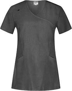 B-well Justina Women's Short Sleeve V-Neck Scrub Tops | Wrinkle Free with Elastane