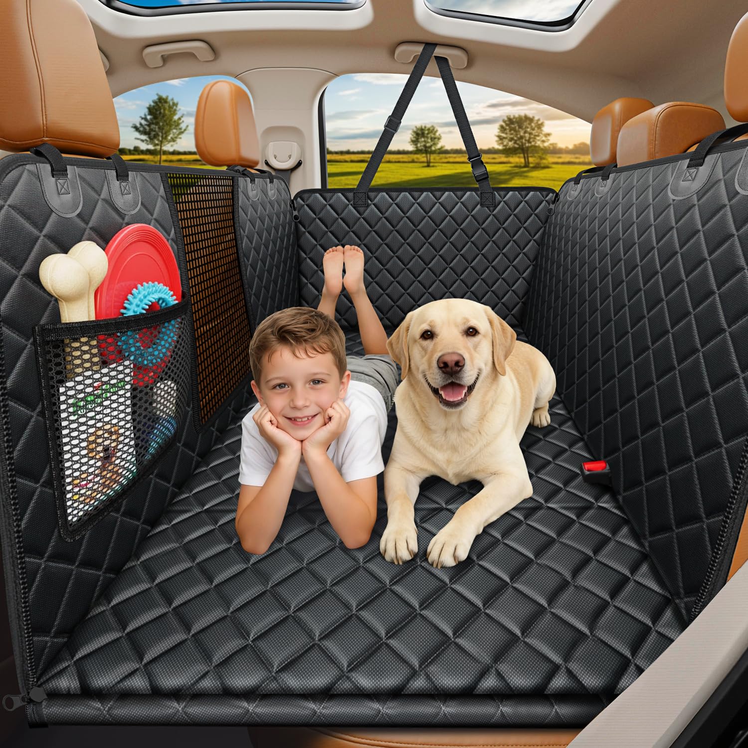URPOWER Hard Bottom Dog Car Seat Cover, Back Seat Extender for Cars & SUVs | 400