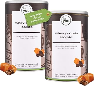 whey protein isolate iced coffee caramel 2 x 600 g double pack - whey protein isolate with high protein content of 88% for muscle building and all essential amino acids - enjoy cold and hot (up to 60