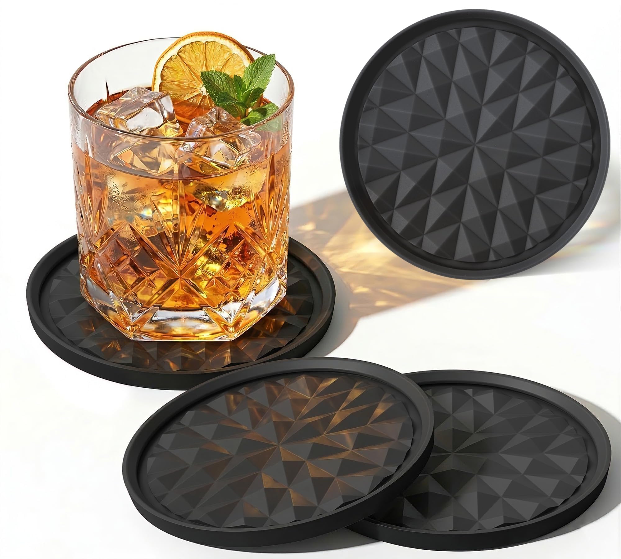 Wingcases Silicone Drink Coasters Set of 4, Coaster for Desk | Prevents Condensa