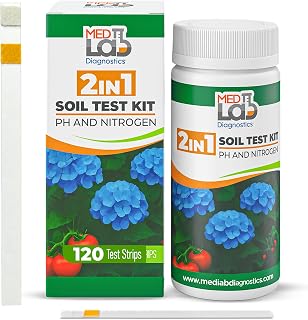 Med Lab 120 Soil Test Kit 2-in1 Soil Nitrogen & PH Test Strips | Accurate Soil Tester for Garden, Plants, Vegetables, Flowers, and Lawn Care