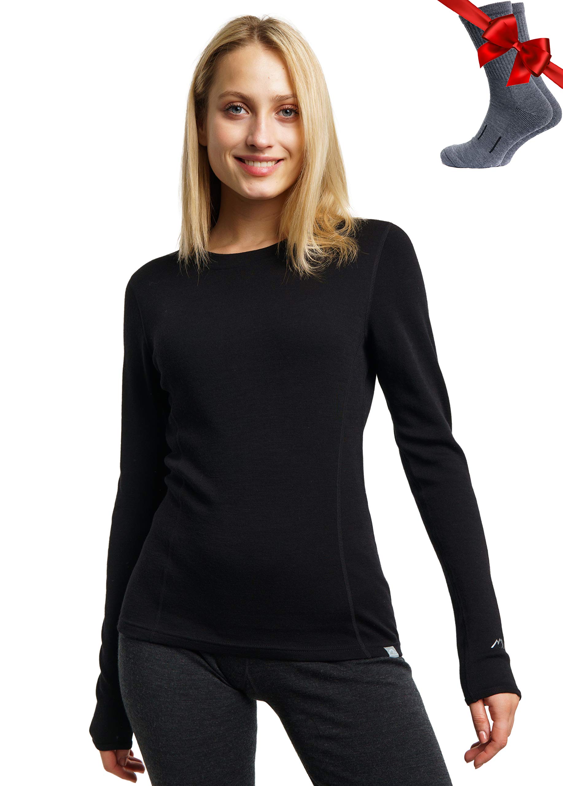 100% Merino Shirt Women's Long Sleeve – Merino Underwear Women + Wool Socks