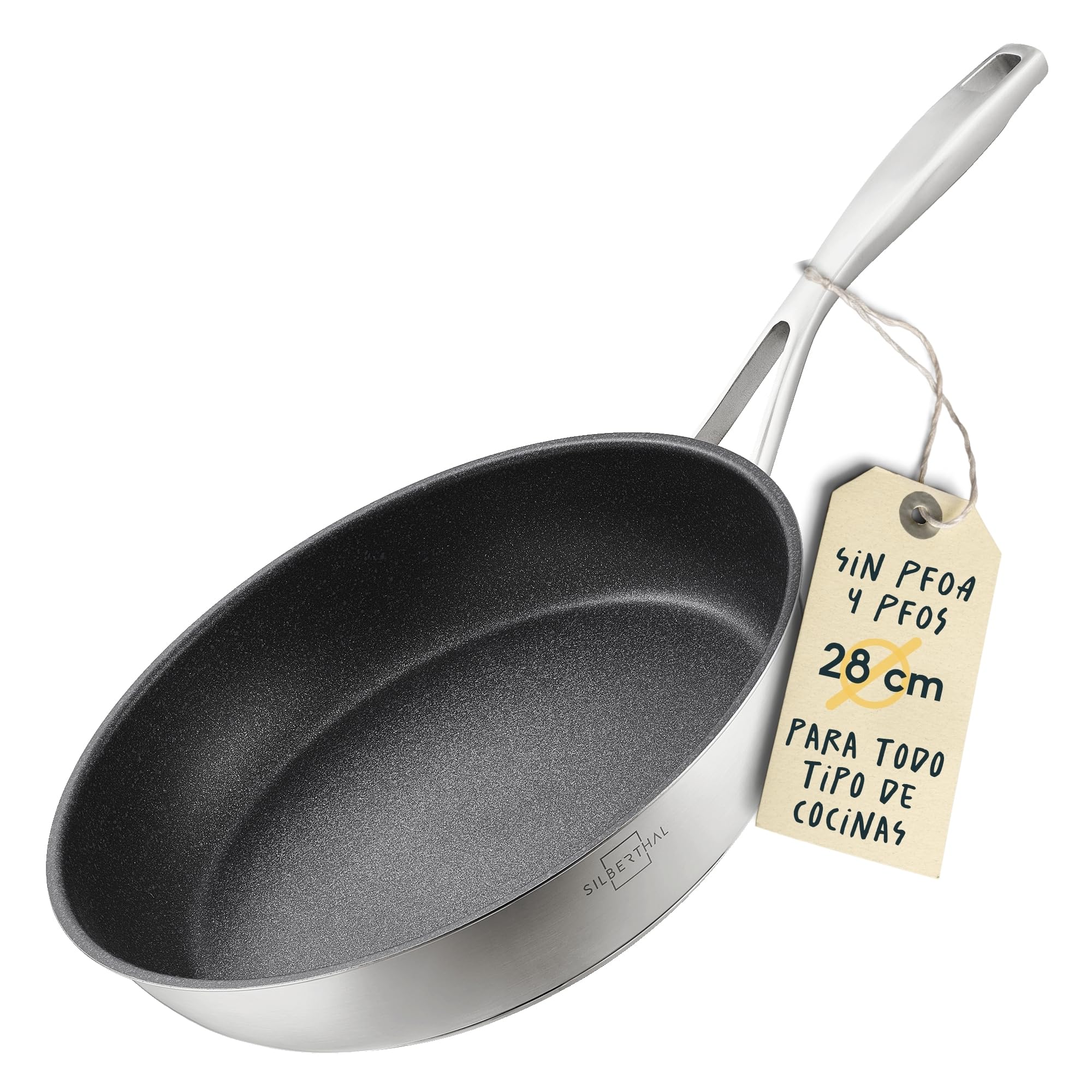 SILBERTHAL Frying Pan 11 Inch Non-Stick Stainless Steel - Induction Gas and