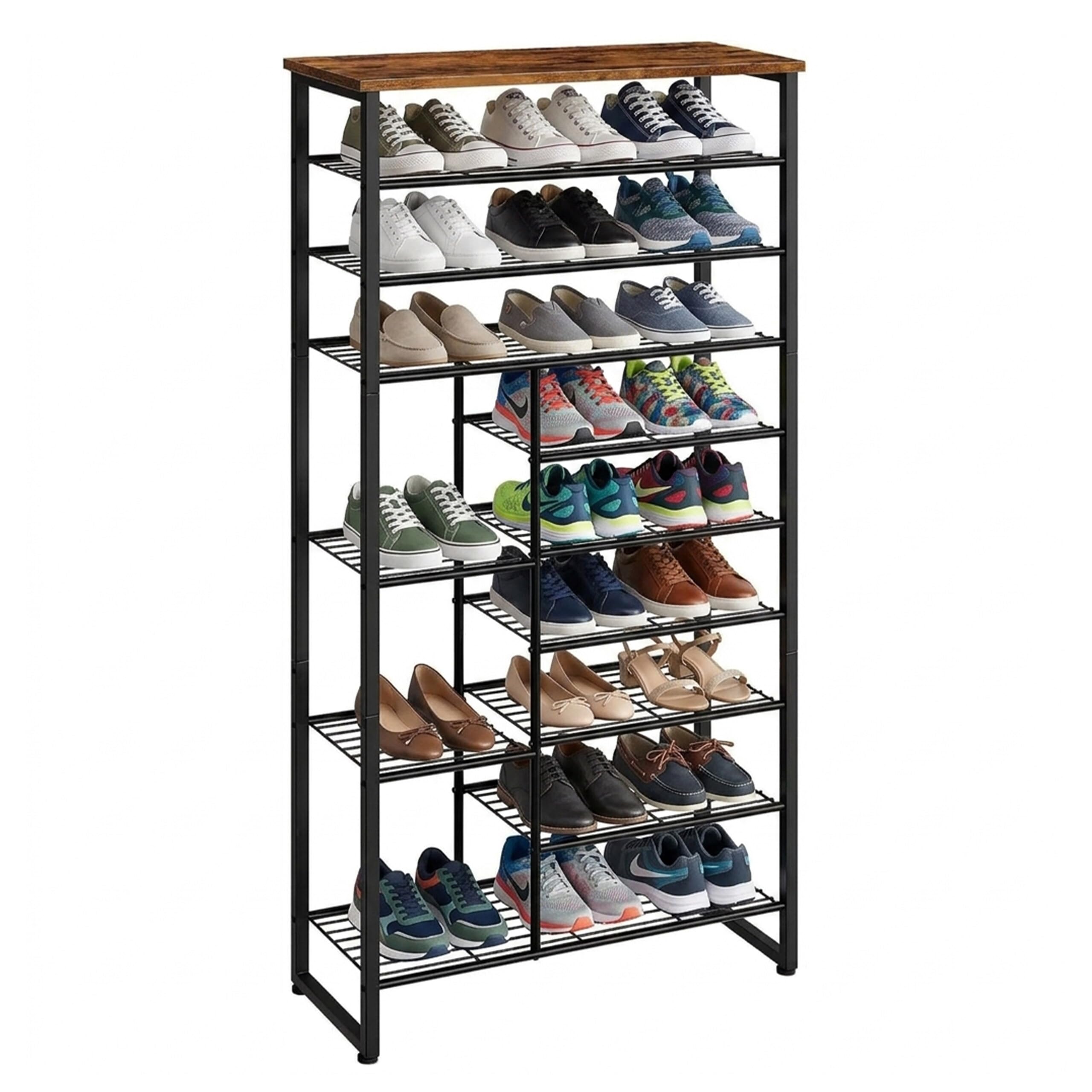 Relaxdays Industrial Shoe Rack 10 Tier Black/Brown