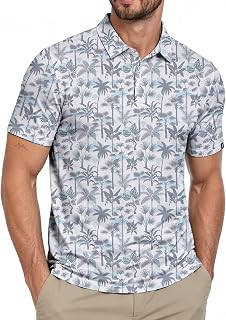 ZITY Golf Shirts for Men Short Sleeve Print Polo Shirt Moisture Wicking Regular Fit Casual Beach Polo