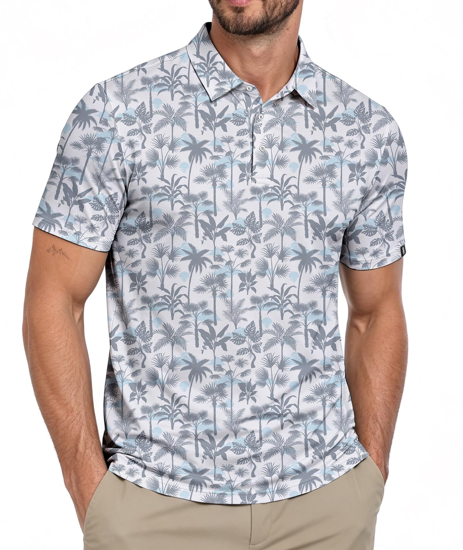ZITY Golf Shirts for Men Short Sleeve Print Polo Shirt Moisture Wicking Regular 