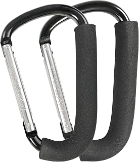 Stroller Hooks, 6.3" Large Stroller Clip, 2 Pack Stroller Hooks for Hanging Bags and Shopping, Stroller Accessories for Mommy, Large Carabiner