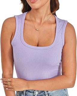 ASAIR Tank Tops for Women Racer Back Square Neck Sexy Ribbed Basic Trendy Sleeveless T Shirts Woman
