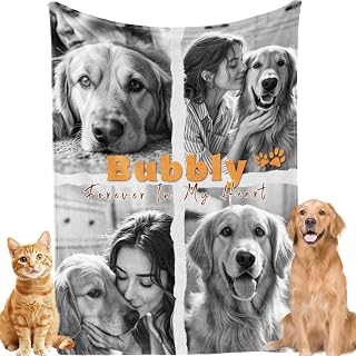 Bemaystar Personalized Pet Memorial Gifts - Custom Dog Blanket with Photo, Sympathy Gifts for Loss of Dog, Customized Blanket for Pet Lover Owner