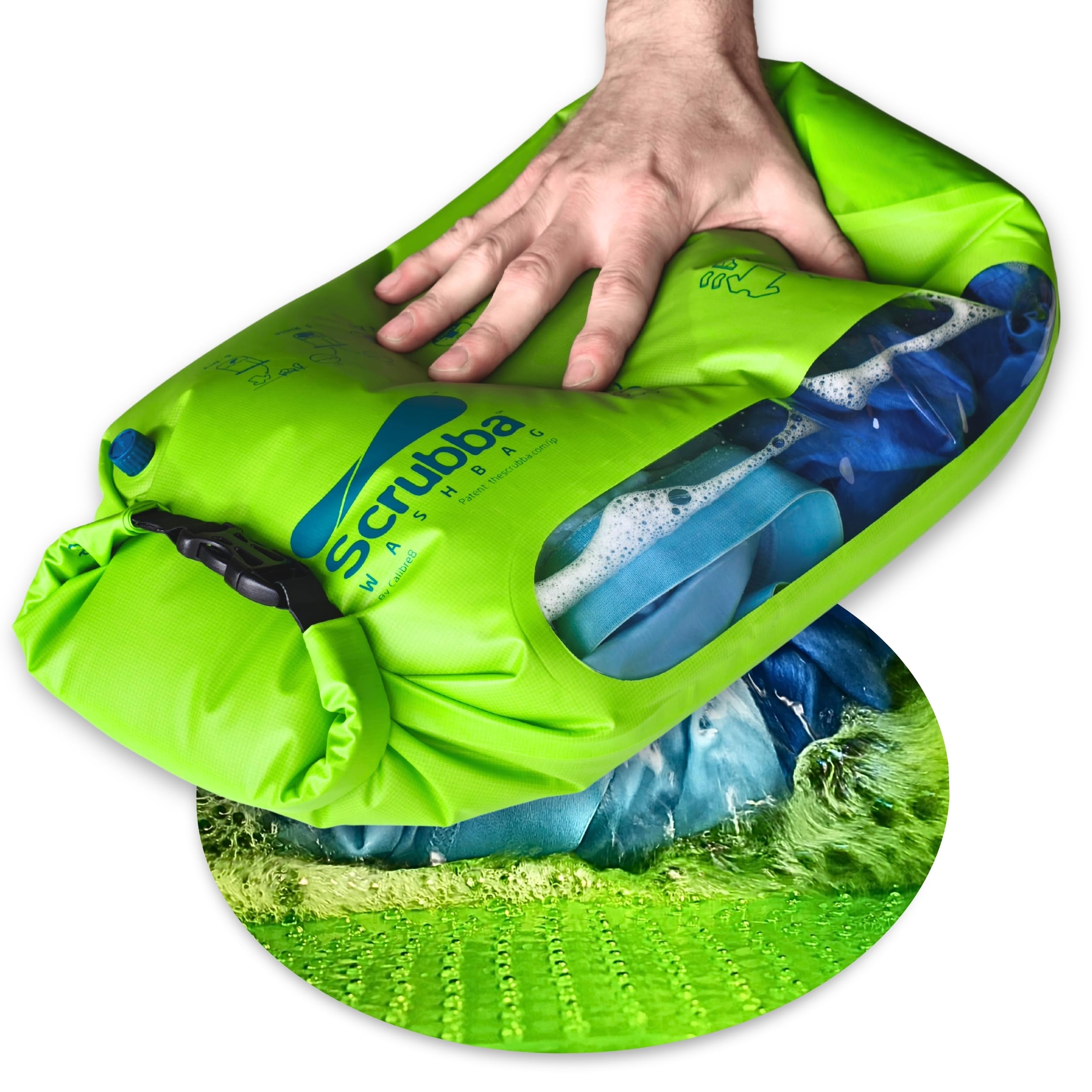 Scrubba Wash Bag Patented Washboard-in-a-Bag™ 5 oz Travel Clothes Washer | Pack 