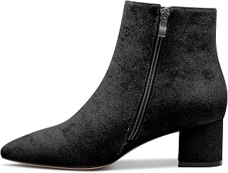Castamere Women's Block Chunky Bottom Kitten Heel Heel Closed Pointed Toe Ankle Boots Slip-on Zipper Office Classic Dress Boots