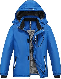 MoFiz Ski Jackets for Boys Winter Warm Lining Waterproof Snow Coat Mountain Anti-Wind with Detachable Hood 6-18 Years