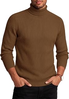 Cavva Men's Turtleneck Sweater Plain Casual Basic Long Sleeve Winter Thermal Sweater