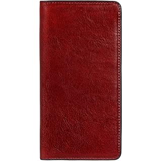 Time Resistance Long Leather Wallet - Bifold Mens Suit Leather Wallet - Checkbook Wallet - Tall Billfold Card Wallet - Slim Wallet Made in Italy (Red)