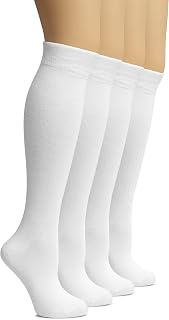 Hugh Ugoli Women Bamboo Knee High Socks | Comfort Seam Long Dress Socks, Uniform Socks for Girls, Soft & Lightweight Boot Socks, Breathable and Comfortable | Shoe Size 3-6/6-9 [4 Pairs]