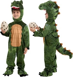 Spooktacular Creations Realistic T.rex Costume Outfit Dinosaur Jumpsuit with Egg for Kids Halloween Dress-up Party