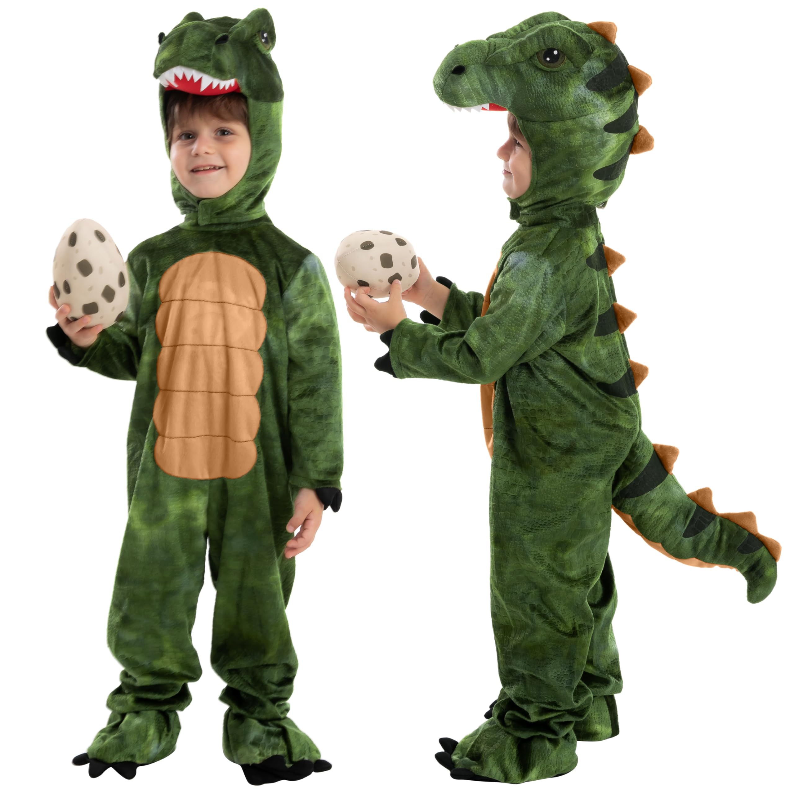 Spooktacular Creations Realistic T.rex Costume Outfit Dinosaur Jumpsuit with Egg