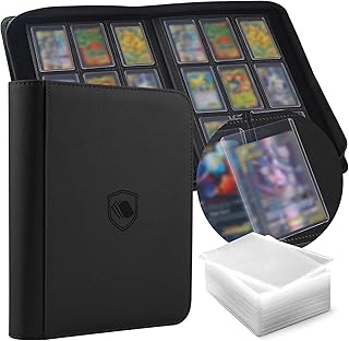 Top Loader Binder 9 Pocket, Holds 360 Toploaders, 100 Toploaders INCLUDED | Toploader Binder for 3" x 4" Rigid Toploaders, Trading Card Binder for TCG, MTG, Sport Cards, PU Leather Cover, Side Loading