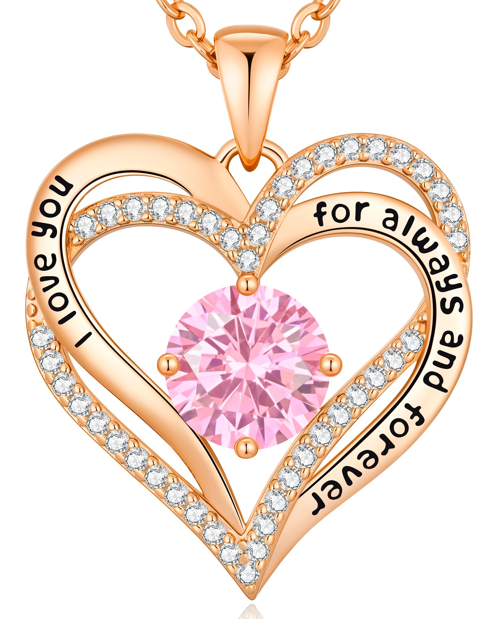 CDE Women's necklace gift, women's jewellery pendant, rose gold heart pendant, c