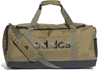 adidas Unisex Essentials Linear Duffel Bag Duffel Bag, Strata Olive/Black, M